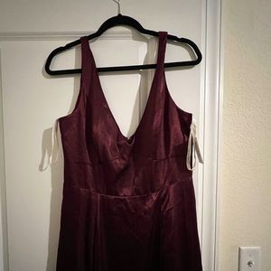 David’s Bridal Wine Colored Long Bridesmaid Dress